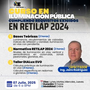 CURSO DE ILUMINACIÓN PÚBLICA CUMPLIENDO REQUISITOS EXIGIDOS EN RETILAP 2024