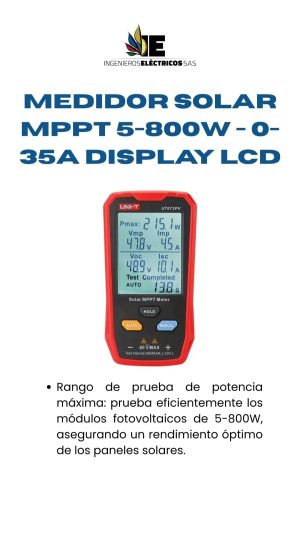 MEDIDOR SOLAR MPPT 5-800W - 0 - 35A DISPLAY LCD