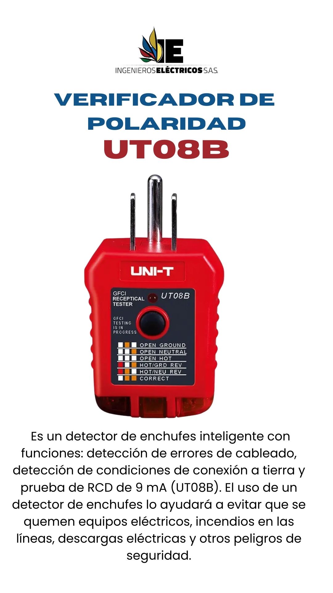 UNI-T VERIFICADOR DE POLARIDAD UT08B - Imagen 2